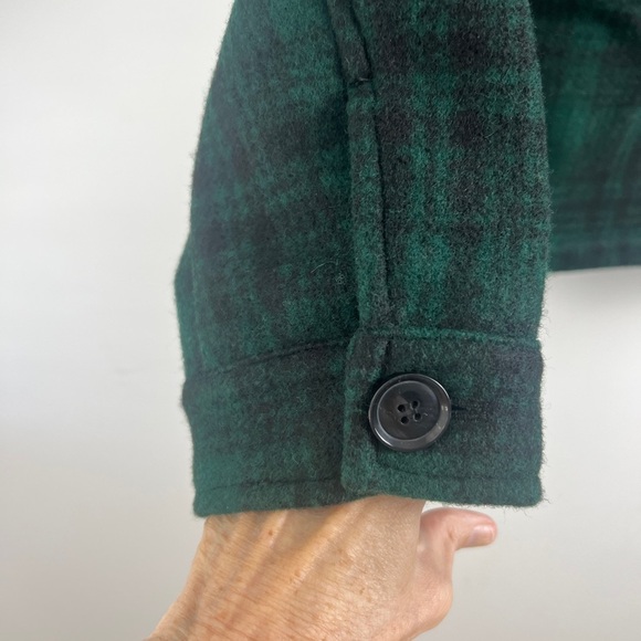 NEW PIOMBO Men's Size Large Green & Black Plaid Flannel Shacket Jacket Pockets - Picture 6 of 9